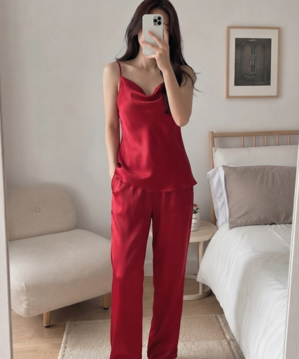 Pijama satinada de mono y tiritas